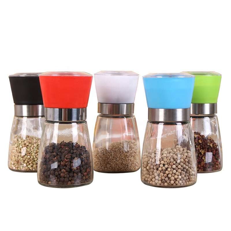 herb&spice mills plastic spice grinder bottle adjustable pepper grinder lids himalayan salt mills